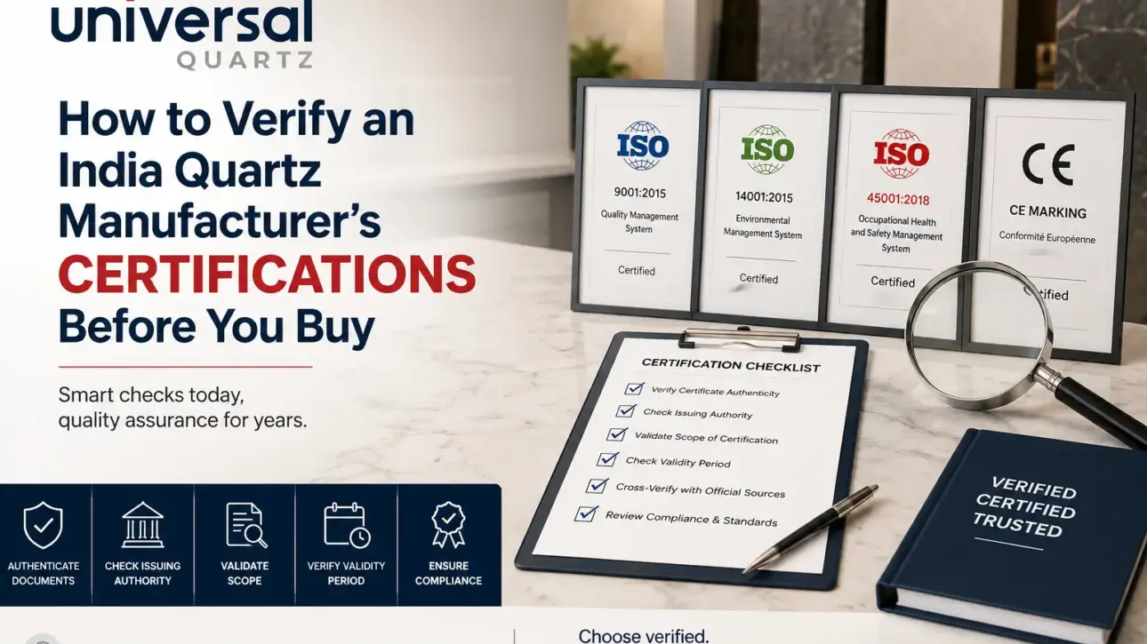 How to Verify an India Quartz Manufacturer's Certifications Before You Buy