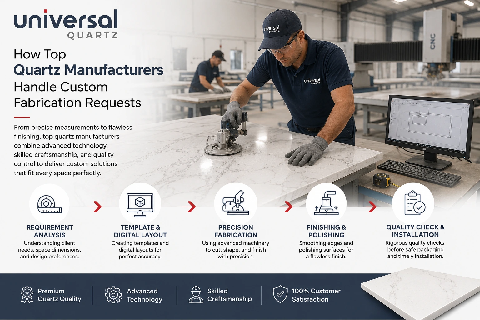 How Top Quartz Manufacturers Handle Custom Fabrication Requests