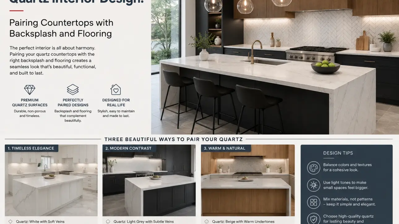 Quartz Interior Design: Pairing Countertops with Backsplash and Flooring
