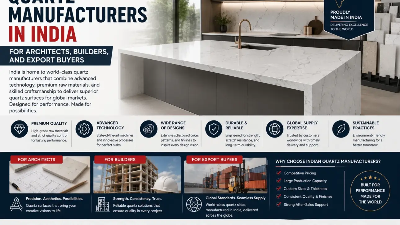 Quartz Manufacturers in India for Architects, Builders and Export Buyers