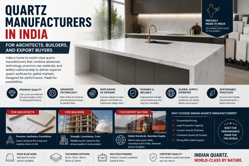 Quartz Manufacturers in India for Architects, Builders and Export Buyers