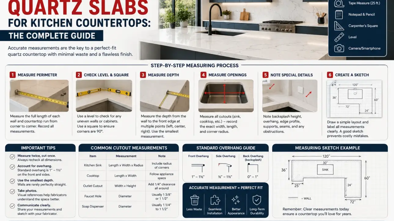 Quartz Slab Measurement Guide for Kitchen