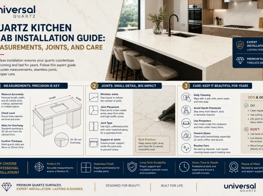 Quartz Kitchen Slab Installation Guide: Measurements, Joints and Care