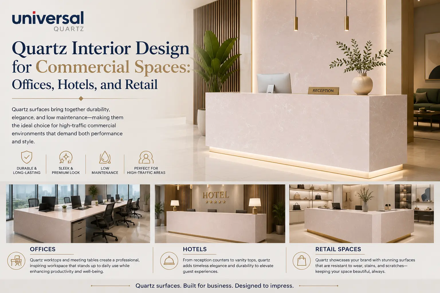 Quartz Interior Design for Commercial Spaces: Offices, Hotels, and Retail