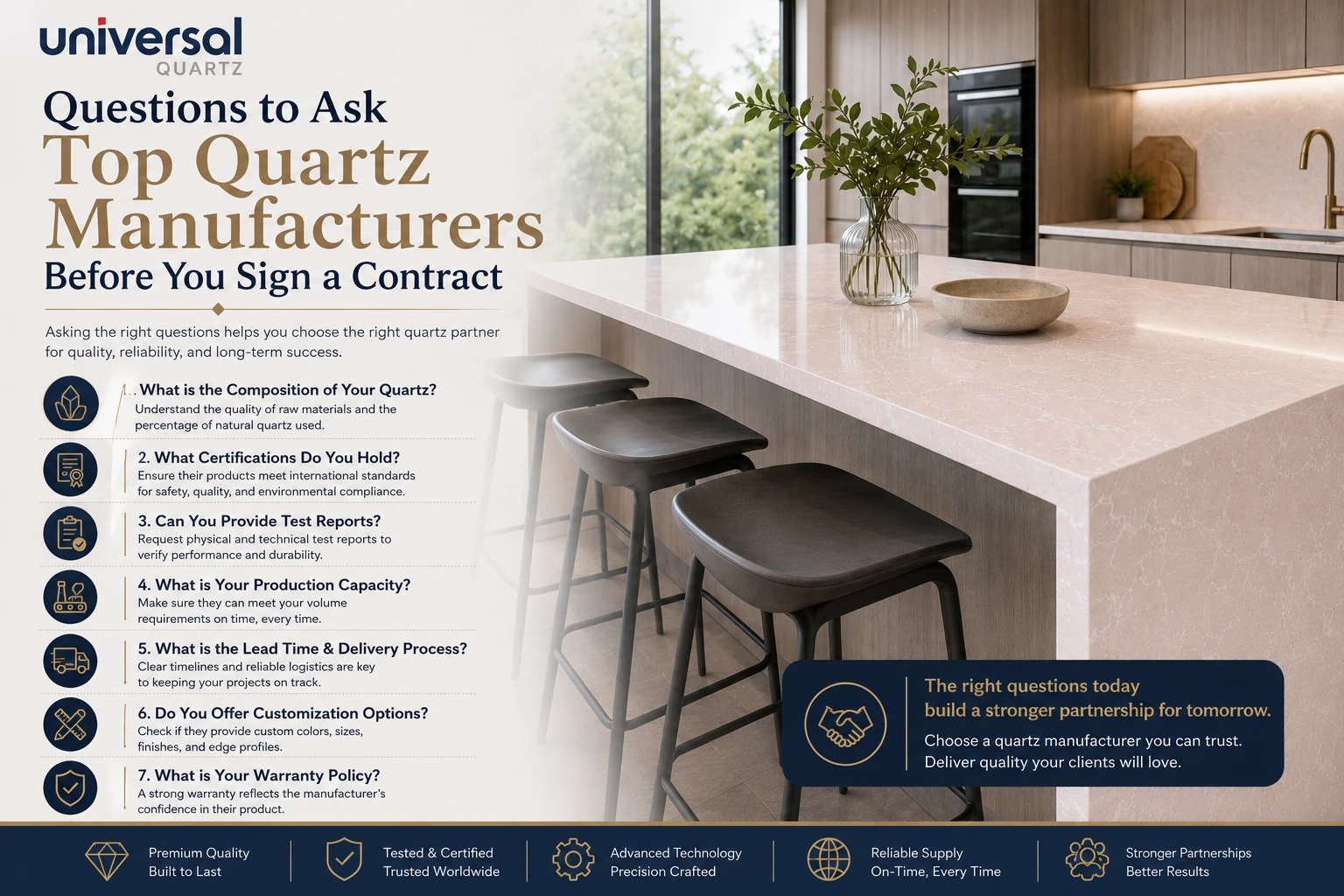 Questions to Ask Top Quartz Manufacturers Before You Sign a Contract