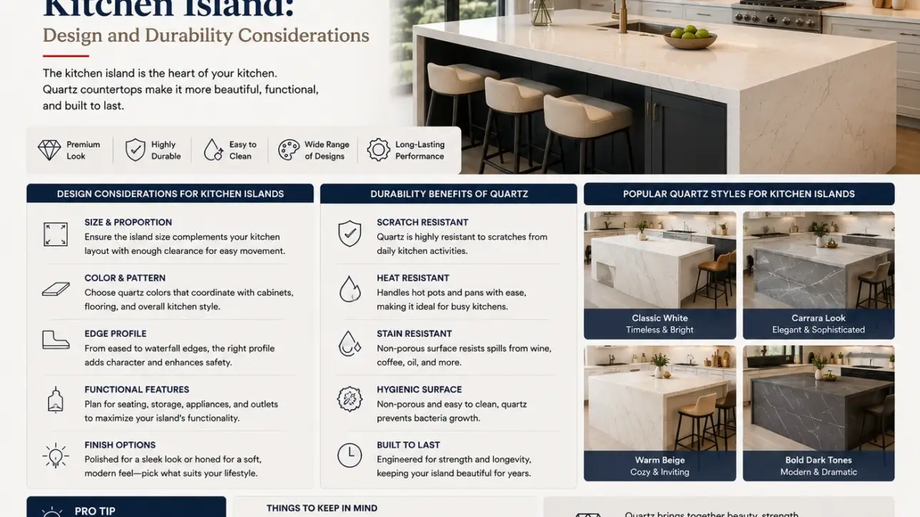 Quartz in the Kitchen Island: Design and Durability Considerations