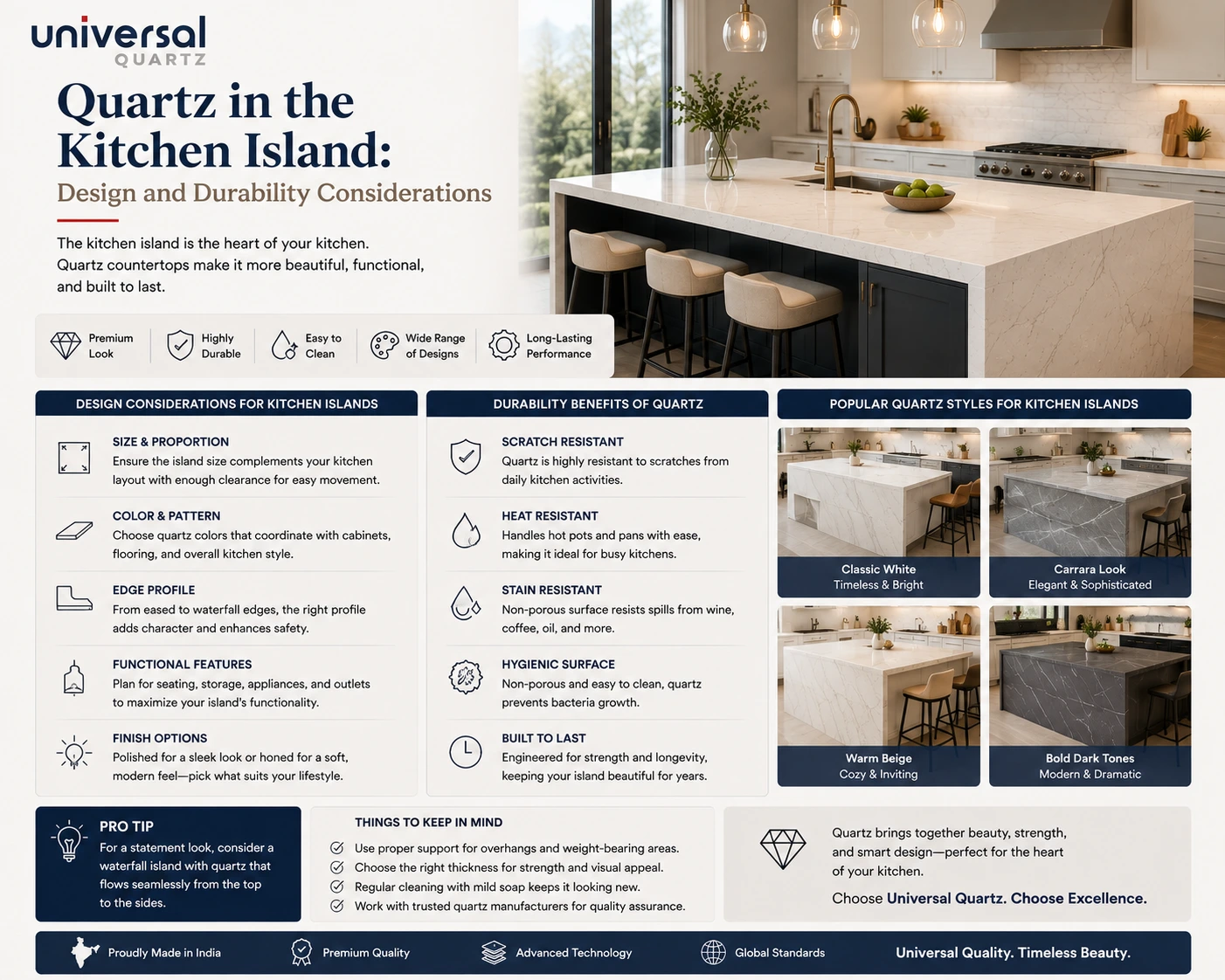 Quartz in the Kitchen Island: Design and Durability Considerations